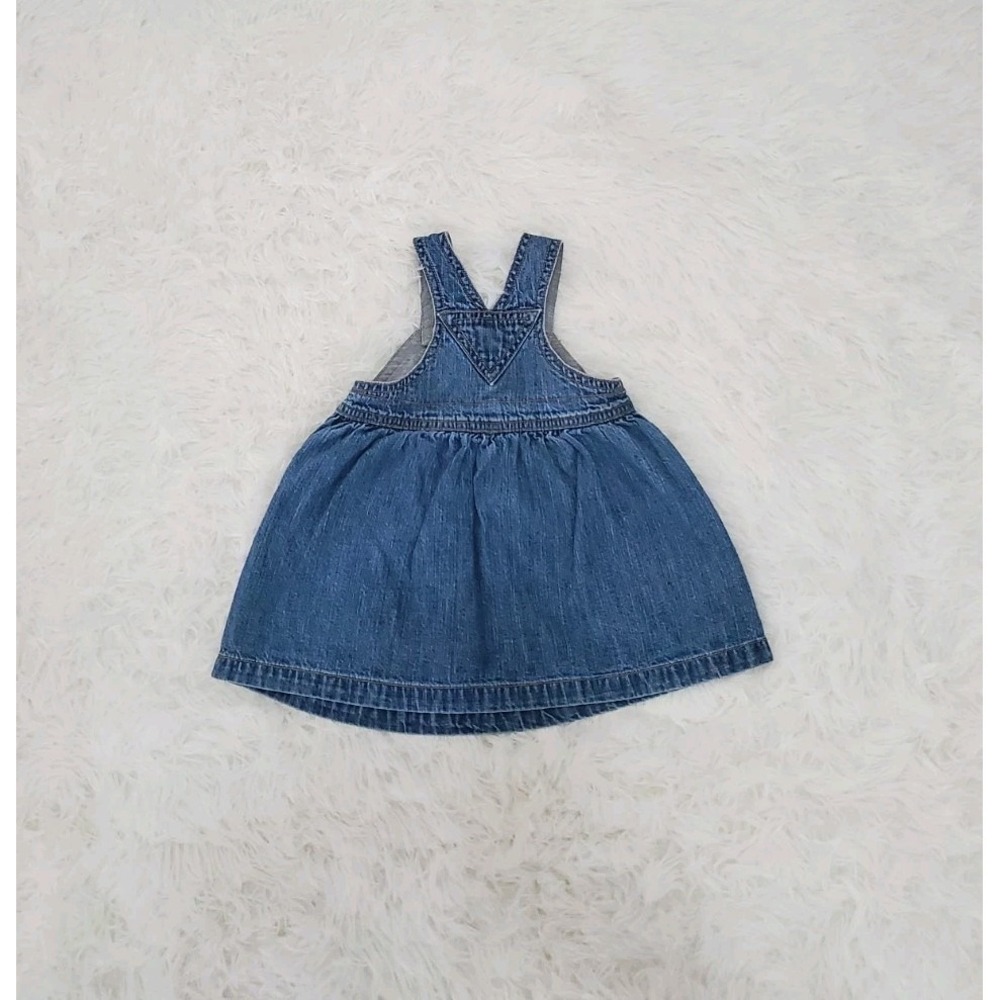 Vintage Y2K Baby Gap Denim Overall Jumper Dress with Bear Logo 3-6 Months - Picture 6 of 6